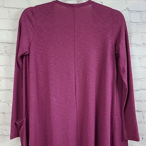 LuLaRoe Sarah Dark Pink Slub Knit Duster Cardigan XS Open-Front Long Layering - Picture 8 of 8